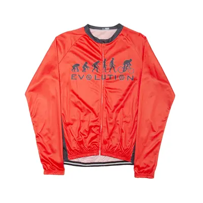 EVOLUTION Cycling Full Zip Mens Jersey Red Long Sleeve XL