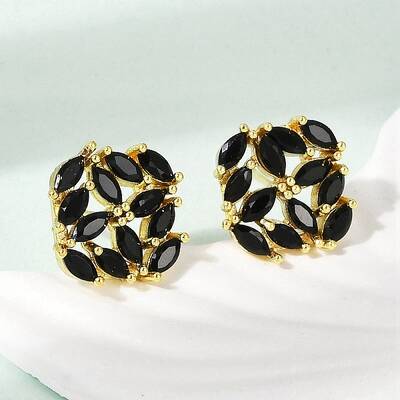 Brass Micro Pave Cubic Zirconia Stud Earrings