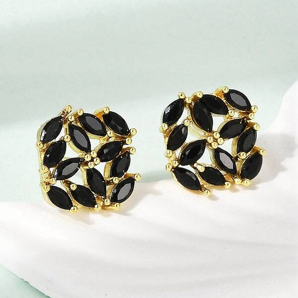Brass Micro Pave Cubic Zirconia Stud Earrings