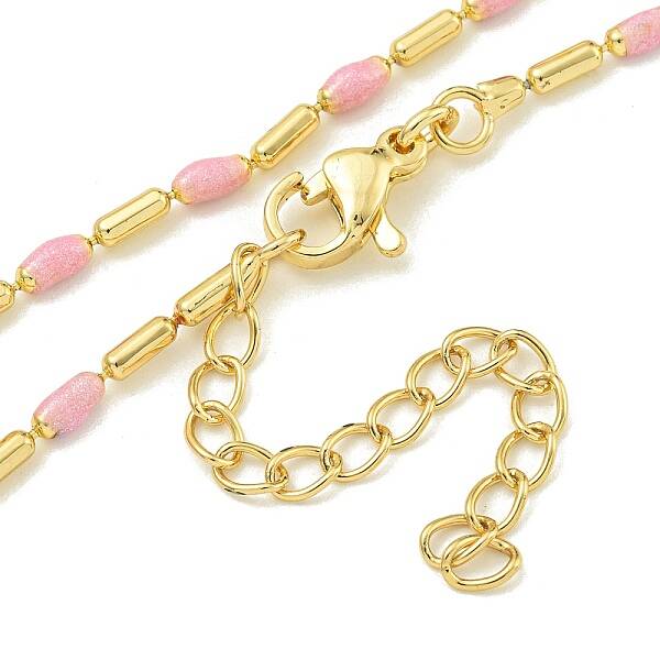 Brass Enamel Column Link Chain Necklaces