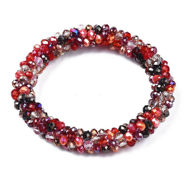 Glass Beaded Crochet Stretch Bracelet