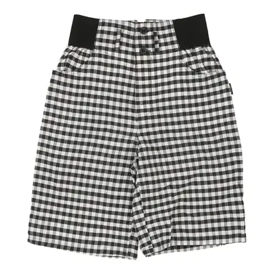 Benetton Checked Shorts - 23W UK 6 White Cotton | Size: UK 6