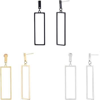 3 Pairs 2 Colors 304 Stainless Steel Dangle Stud Earrings for Women