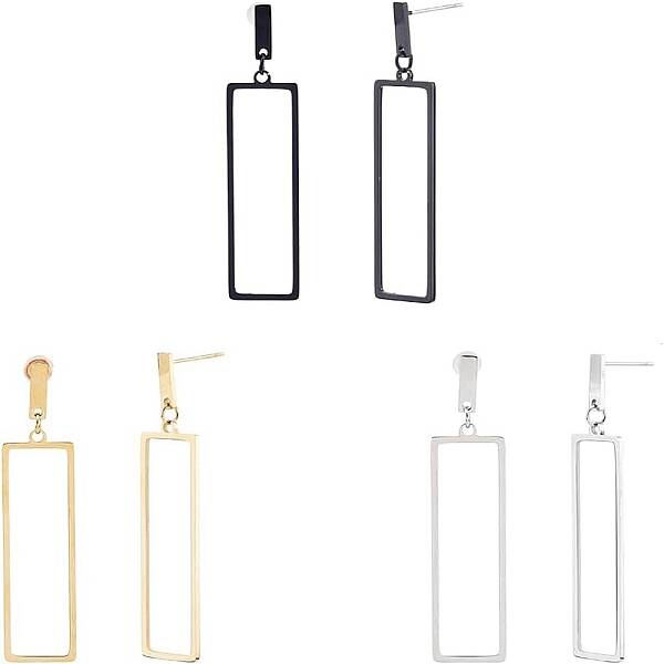 3 Pairs 2 Colors 304 Stainless Steel Dangle Stud Earrings for Women