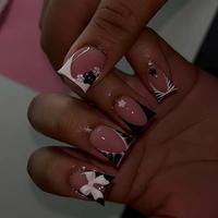 Bow Decor Fake Nails with Nail File & Tape, 24pcs Removable False Nails for Women Girls Nail Art, Effortless Press on Nails M...