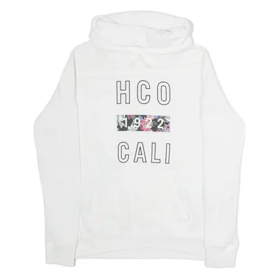 HOLLISTER Womens Sweatshirt White Roll Neck S