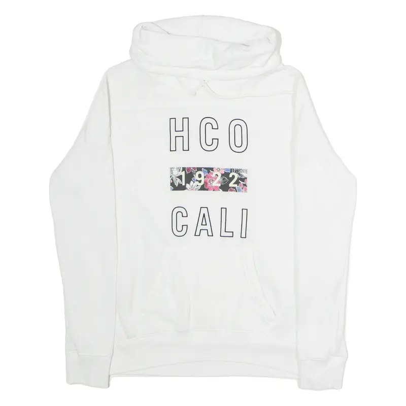 HOLLISTER Womens Sweatshirt White Roll Neck S