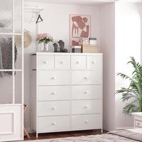 Raybee Furniture Tall Dresser with 12 Drawers, Wooden Top and Metal Frame, Fabric Storage Organizer, Ideal for Dressing Room,...