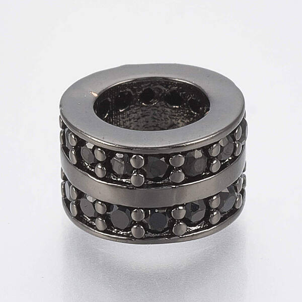 Brass Micro Pave Cubic Zirconia Beads