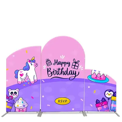 Aperturee Unicorn Cartoon Dessert Birthday Arch Backdrop Kit | Circle Arch Backdrop Diy | Round Arch Backdrop Cover | Diy Arc...
