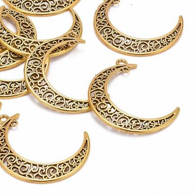Tibetan Style Alloy Hollow Moon  2-Loop Link Pendants