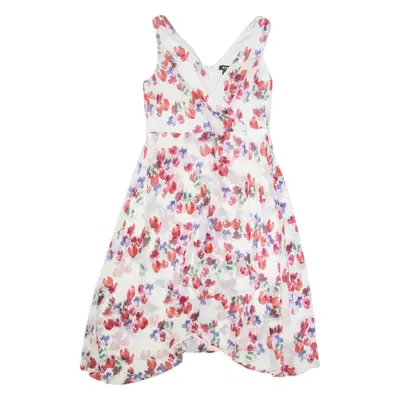 DKNY Womens A-Line Dress White Viscose Floral Sleeveless Midi M