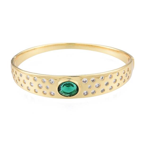 Cubic Zirconia Oval Hinged Bangle