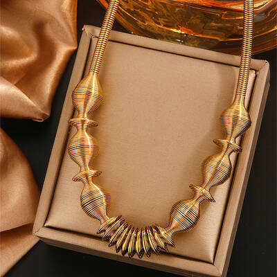 304 Stainless Steel Irregular Twisted Chain Spiral Bib Necklaces for Women