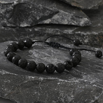 Natural Lava Rock Beads Braided Bead Bracelets for Men