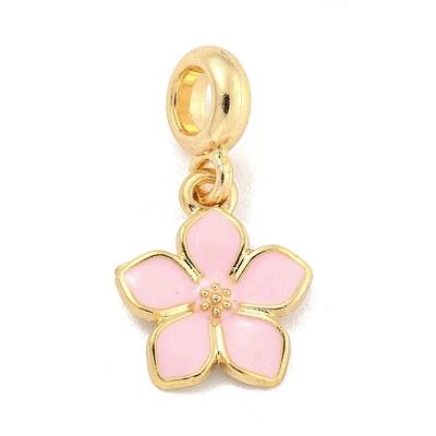 Rack Plating Alloy Enamel Flower European Dangle Charms