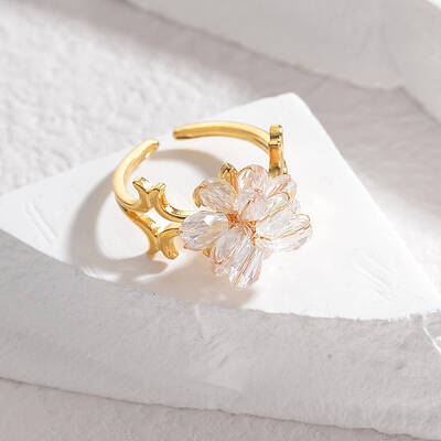 304 Stainless Steel Cuff Rings with Glass Crystal