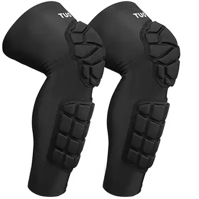 【Fallfreshness】Padded Knee & Shin Guards Calf Pads Protector Compression Leg Sleeve Knee Brace for Football Basketball Vo...