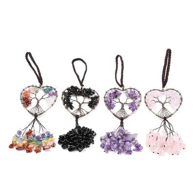 Wire Wrapped Chips Natural Gemstone Big Pendant Decorations