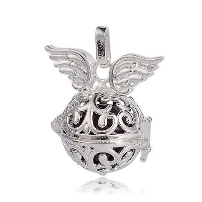 Silver Color Plated Brass Hollow Round Cage Pendants