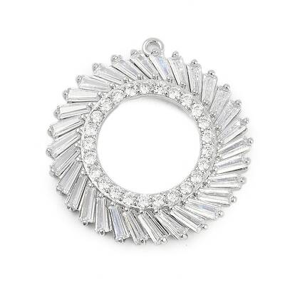 Brass Micro Pave Cubic Zirconia with Glass Pendants