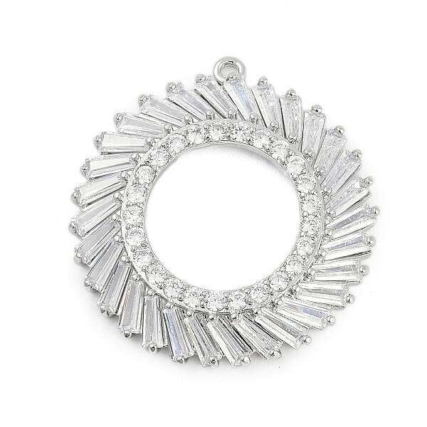 Brass Micro Pave Cubic Zirconia with Glass Pendants