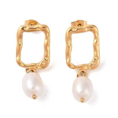 Ion Plating(IP) 304 Stainless Steel Plastic Bead Stud Earrings