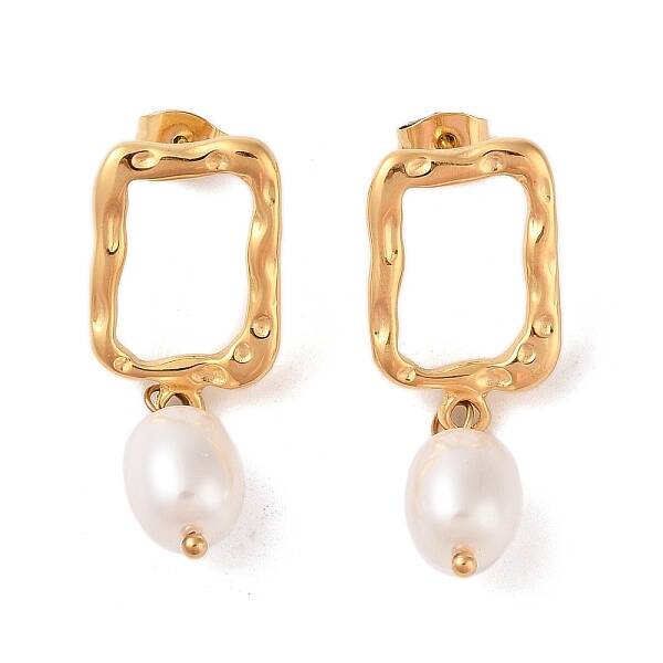 Ion Plating(IP) 304 Stainless Steel Plastic Bead Stud Earrings