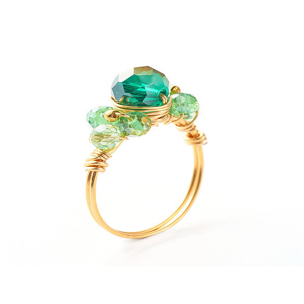 Electroplate Faceted Glass Beads Finger Ring
