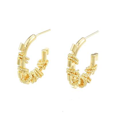 Brass Ring Beaded Stud Earrings