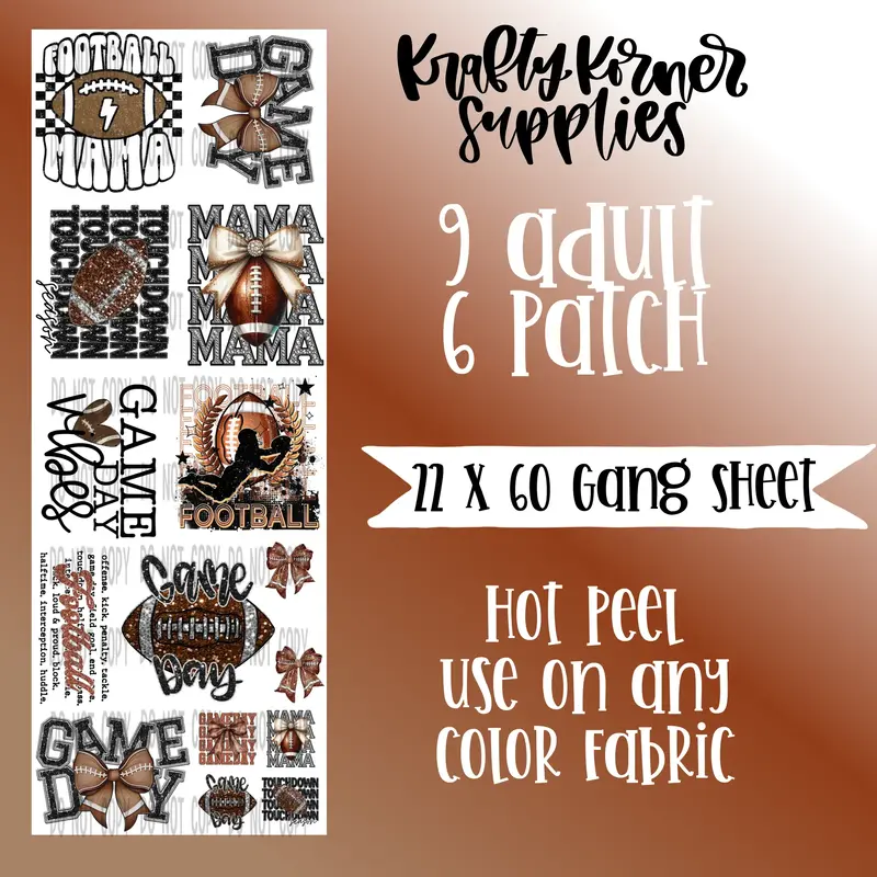 Football DTF Transfer Gang Sheet, 22 x 60