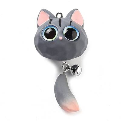 Opaque Resin Kitten Bell Big Pendants