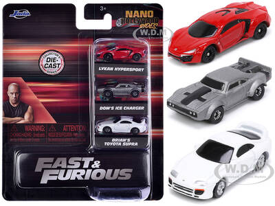 Fast & Furious Movie 3 piece Set Series 4 Nano Hollywood Rides Series Diecast Model Cars by Jada