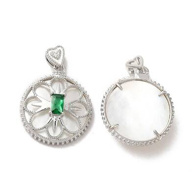 Brass Emerald Rhinestone Pendants