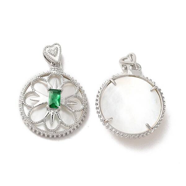 Brass Emerald Rhinestone Pendants