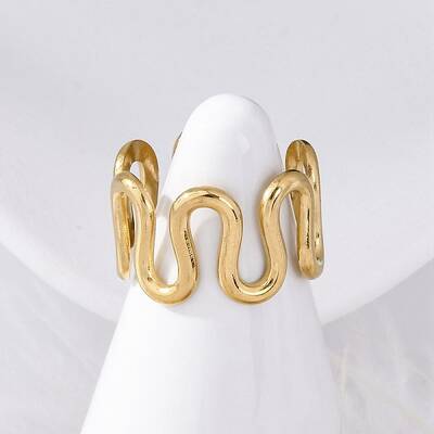 Wave 304 Stainless Steel Finger Rings for Women