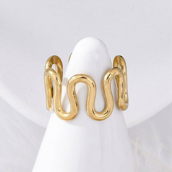 Wave 304 Stainless Steel Finger Rings for Women