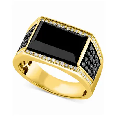 10K Gold Onyx Engagement Ring for Men