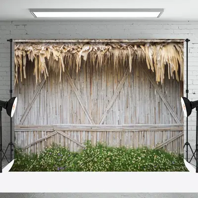 Palm Leaf Wall Bamboo Fence With Grass Wood Backdrop - Aperturee