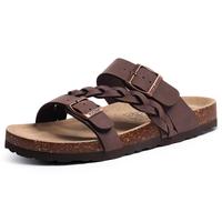Fashion Women's Cork Footbed Sandals With Arch Support Comfortable Slip-On Slides Sandals With Adjustable Buckle For Summer