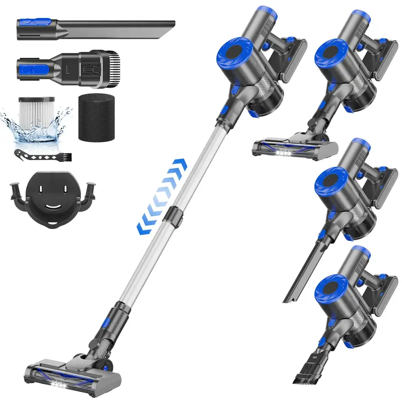 Cordless Vacuum Cleaner, 6-in-1 High Suction Stick Vacuum, Powerful Handheld Vacuum, 2200 mAh Battery, Lightweight and Self-S...