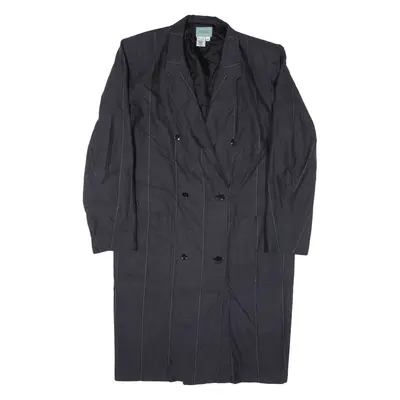 KENZO Overcoat Coat Blue Striped Womens L