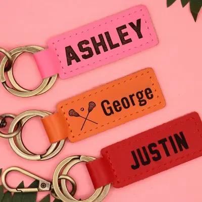Colorful Leather Lacrosse Keychain , Real Leather, Same Day Shipping, Free Shipping US