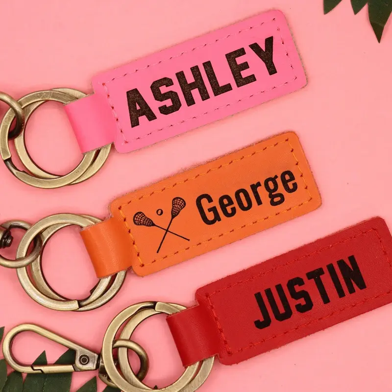 Colorful Leather Lacrosse Keychain , Real Leather, Same Day Shipping, Free Shipping US