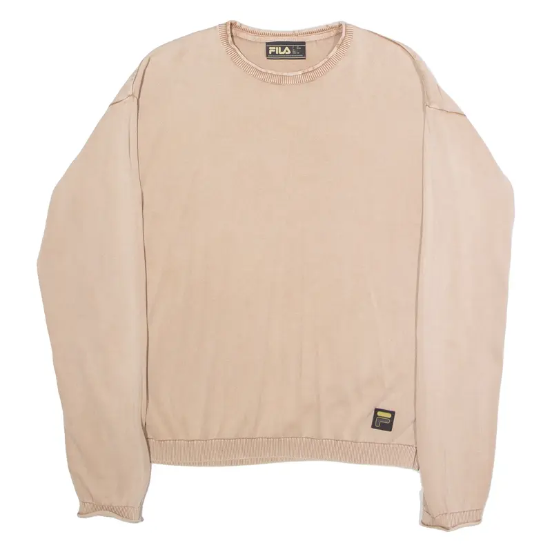 FILA Mens Jumper Beige Crew Neck Tight Knit L