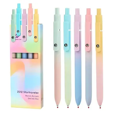 5PCS Colorful Rainbow Gel Pens with Comfort Grip - Ideal for Bible Journaling, Kids Gifts & Office Supplies
