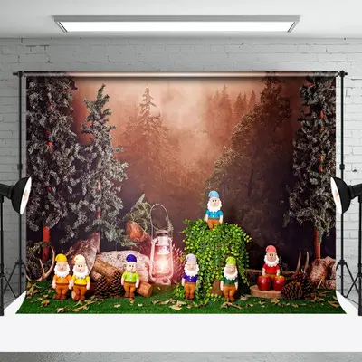 Fairy Tale Forest Dwarf Birthday Cake Smash Backdrop - Aperturee