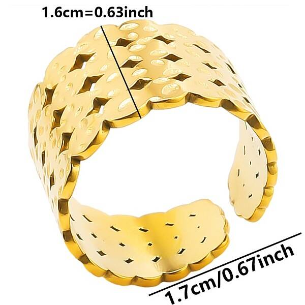 Minimalist Hammered 304 Stainless Steel Cuff Rings