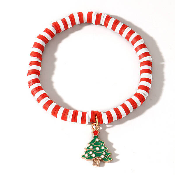Elegant Christmas Handmade Polymer Clay Heishi Beaded Stretch Bracelets