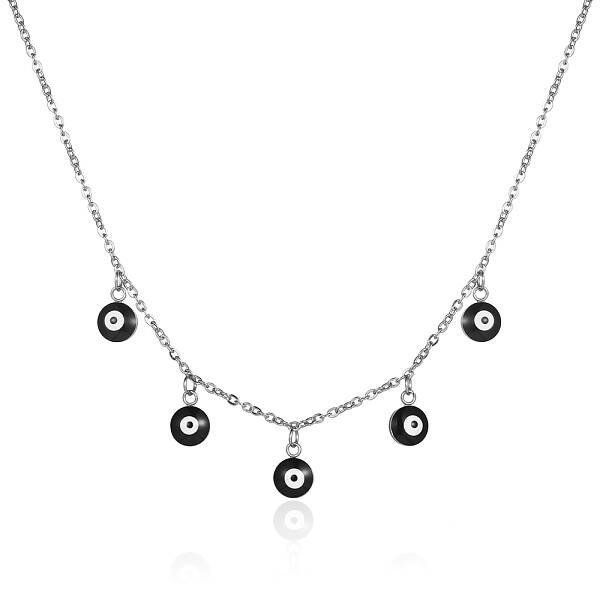 Stainless Steel Evil Eye Pendant Necklace for Women
